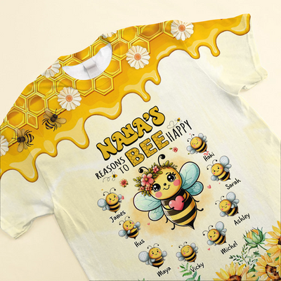 Grandma's reasons to bee happy Personalized 3D T-shirt HTN25APR24KL2