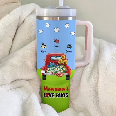 Grandma's love bugs Red Truck Personalized Tumbler With Straw HTN27MAR24CT1