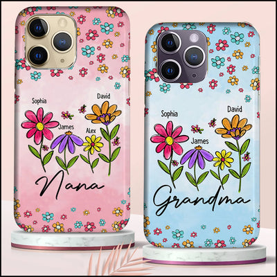 Grandma Flower Watercolor Grandma With Kids Personalized Phone case Mother's Day Gift HTN16FEB24VA1