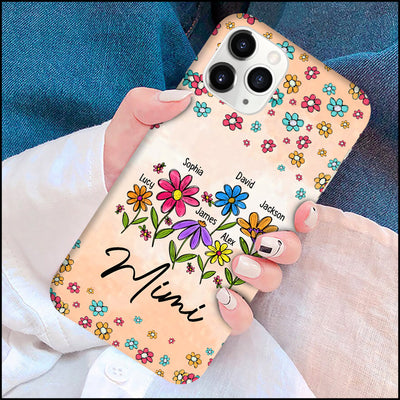 Grandma Flower Watercolor Grandma With Kids Personalized Phone case Mother's Day Gift HTN16FEB24VA1