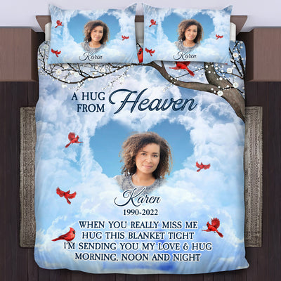 Memorial Upload Image A Hug From Heaven I'm Sending You My Love & Hug Personalized Bedding Set LPL06DEC23CT2