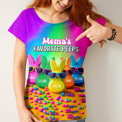 Grandma's Favorite Peeps Rainbow Color Personalized 3D T-shirt VTX01MAR24CT2