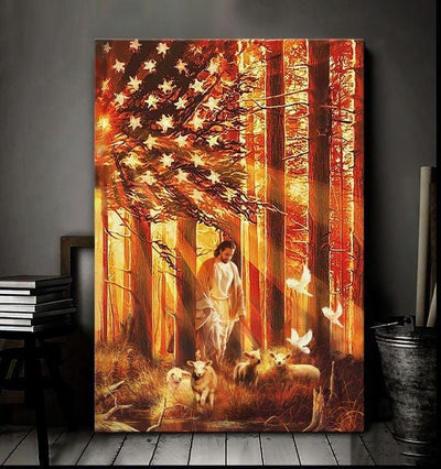 Jesus - Walking With The Lambs 2 Canvas Td-15Tt001 Canvas Dreamship