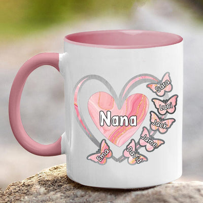 Grandma, Mom, Nana Heart Butterfly Kids - Personalized Accent Mug NTN20JUN23NA2
