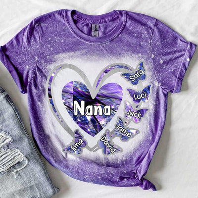 Grandma, Mom, Nana Sparkling Heart Butterfly Kids - Personalized 3D T-Shirt NTN22JUN23NA1