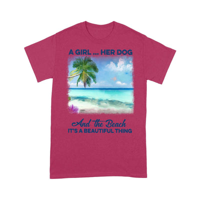 Customized A girl her dog and the beach it's a beautiful thing T-Shirt PM16JUL21CT4 2D T-shirt Dreamship S Heliconia