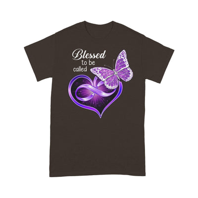 Customized Blessed to be called Grandma Mom Dad Purple Butterfly T-Shirt PM08JUL21CT2 2D T-shirt Gearment S Brown