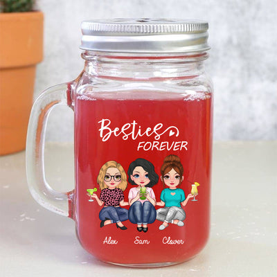 Besties Forever Personalized Drinking Jar Gift for Besties and Sisters HTN17JUN23NA1