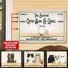 Personalized Custom Cats Catio Bar & Grill Sipping Grilling And Chilling Printed Metal Sign Pht-29Tp053 Cat Metal Sign Human Custom Store