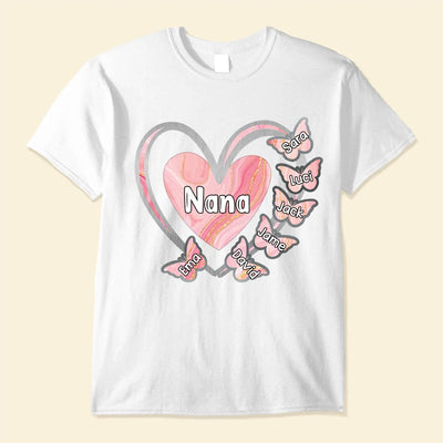 Grandma, Mom, Nana Heart Butterfly Kids - Personalized T-Shirt & Hoodie NTN20JUN23NA1