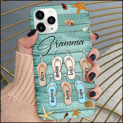 Summer Flipflop Grandkids Personalized Phone case Perfect Gift for Grandmas Moms Aunties HTN27JUN23NA1