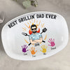 Best Grillin' Dad Ever Handprints Grandpa With Grandkids Personalized Platter NTA22MAY23NA1 Platter Humancustom - Unique Personalized Gifts