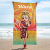 Pretty Sassy Bestie Girl Tropical Summer Sunset Personalized Beach Towel NVL09JUN23NA1