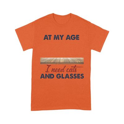 Customized At My Age I Need Cats And Glasses Cat T-Shirt Pm12Jun21Ct6 2D T-shirt Dreamship S Orange