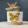 Personalized Butterfly Sunflower Grandma Nana Mom Ceramic Plant Pot NTN05APR23NA1 Ceramic Plant Pot Humancustom - Unique Personalized Gifts