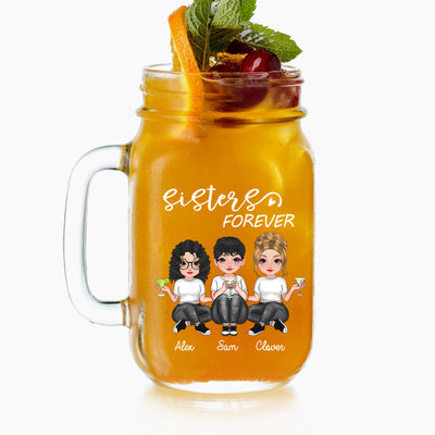 Besties Forever Personalized Drinking Jar Gift for Besties and Sisters HTN17JUN23NA1