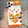 Fall Autumn Vibe Fallen Leaves Heart Grandma Grandkids Personalized Phone case Perfect Gift for Grandmas Moms Aunties HTN29JUN23NA3