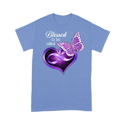 Customized Blessed to be called Grandma Mom Dad Purple Butterfly T-Shirt PM08JUL21CT2 2D T-shirt Gearment S Carolina Blue