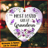 Most Loved Great Grandma Personalized Christmas Heart Ornament DDL27AUG21TT1 Circle Ornament Humancustom - Unique Personalized Gifts