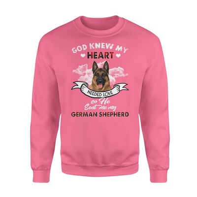 GERMAN SHEPHERD God knew my heart needed love Standard Crew Neck Sweatshirt DHL-VA2D8 Dreamship S Safety Pink