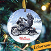 Customized Christmas Comic Style Watercolour painting Motorcycle NVL14SEP21CT3 Circle Ceramic Ornament Humancustom - Unique Personalized Gifts
