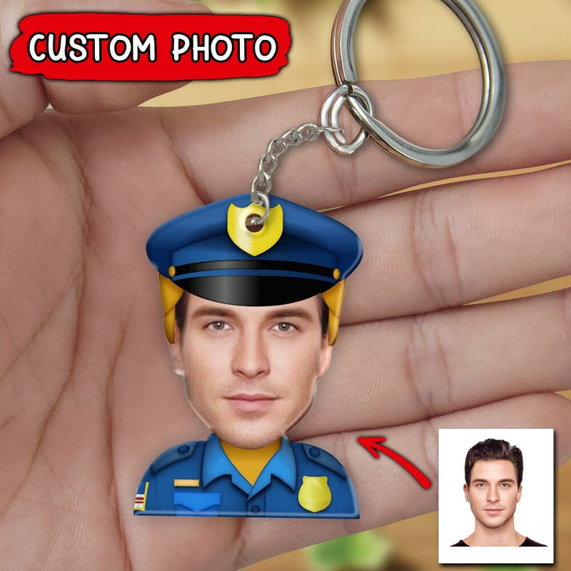 Discover Upload Photo Police Caricature Personalized Acrylic Keychain