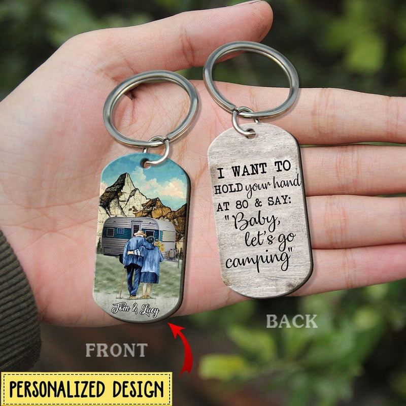 Discover Personalized Baby Let's Go Camping Wooden Keychain