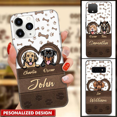 Leather Pattern Lovely Dog Bones And Pawprints Personalized Phone case LPL26NOV21TP1 Silicone Phone Case Humancustom - Unique Personalized Gifts