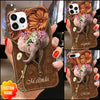 Personalized Leather pattern Elephant with Flower Crown Phonecase LPL09SEP21CT2 Silicone Phone Case Humancustom - Unique Personalized Gifts