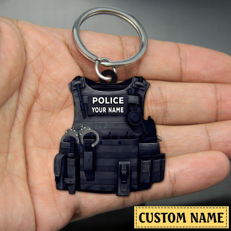 Discover Personalized Police Bulletproof Vest-Gift For Police-Acrylic Keychain