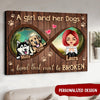 Personalized Gift For Dog Mom A Girl and Her Dogs A Bond That Can't Be Broken Canvas DHL24DEC21NY1 Canvas Humancustom - Unique Personalized Gifts 24x16in - Best Seller