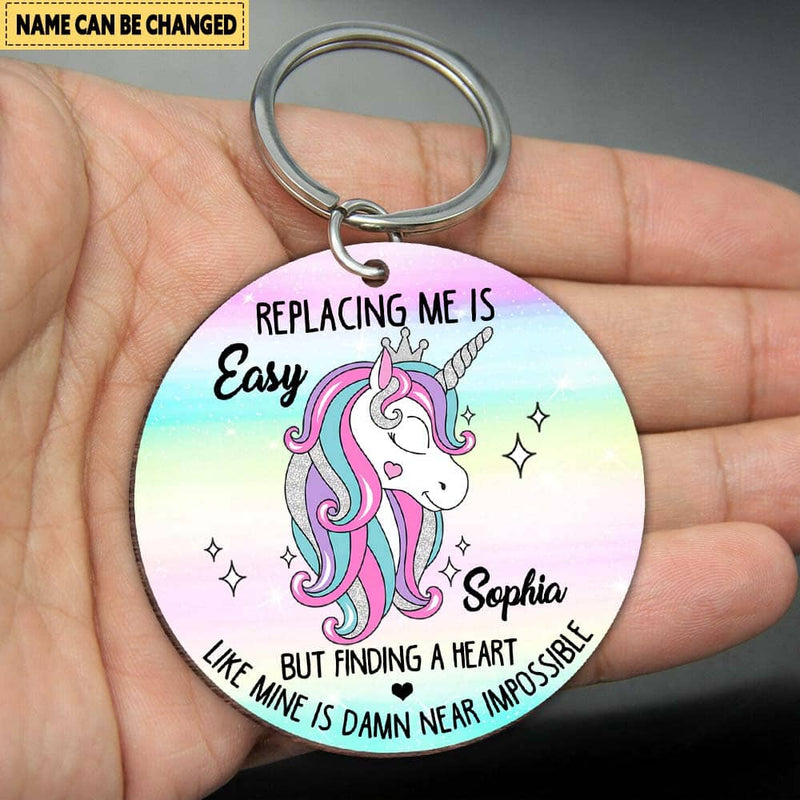 Discover Personalized Unicorn Replacing Me Is Easy Wooden Keychain