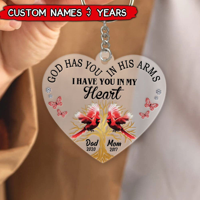 Discover God Has You In His Arms Cardinal Memorial Personalized Keychain