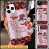 Personalized Grandma Snowman Grandkids Christmas Candy Glass Phone case HLD16OCT21TT1 Glass Phone Case Humancustom - Unique Personalized Gifts