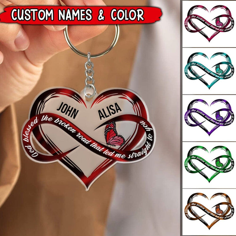 Discover God Bless The Broken Road Valentine Gift For Couple Custom Acrylic Keychain