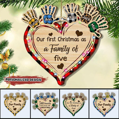 Personalized Gift For Family Our First Christmas As A Family Of Custom Number Wood Custom Shape DHL20NOV21VA1 Wood Custom Shape Ornament Humancustom - Unique Personalized Gifts Pack 1
