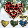 Christmas Dog Mom/ Dad Heart Plaid Pattern Wood Ornament LPL22OCT21VN1 Wood Custom Shape Ornament Humancustom - Unique Personalized Gifts