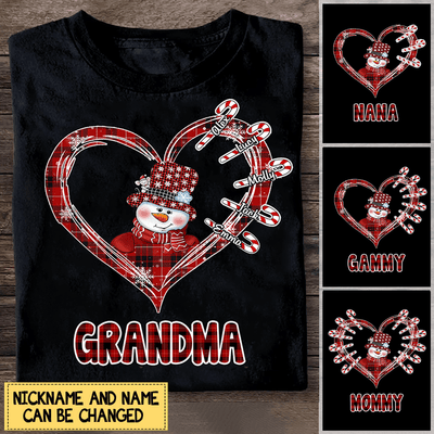 Personalized Grandma Snowman Tshirt Ntk22nov21tt1 Black T-shirt Humancustom - Unique Personalized Gifts S Navy
