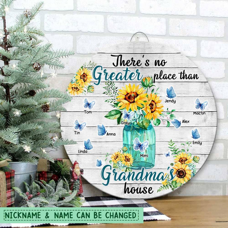 Discover Personalized There's no greater place than Grandma's house Circle Wood Sign