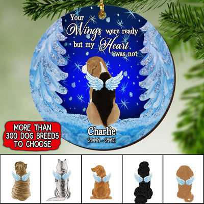 Personalized Gift For Dog Mom Dog Dad Your Wings Were Ready But My Heart Was Not Wood Custom Shape Ornament DHL02DEC21TP2 Wood Custom Shape Ornament Humancustom - Unique Personalized Gifts Pack 1