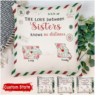 Personalized Gift For Sister State The Love Between Sisters Knows No Distance Canvas Pillow DHL17NOV21DD1 Pillow Humancustom - Unique Personalized Gifts