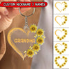 Personalized Grandma Mom Sunflower Heart Acrylic Keychain DDL30DEC21TP1 Acrylic Keychain Humancustom - Unique Personalized Gifts 4.5x4.5 cm
