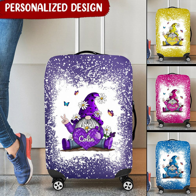 Discover Gnome With Heart Custom Name Personalized Luggage Cover