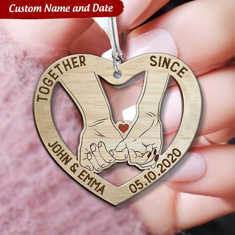 Discover Together Since Couple Personalized Wooden Keychain