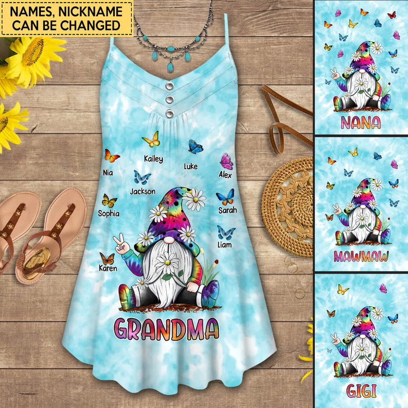 Discover Personalized Grandma - Mom Gnome Hippie Butterflies Kids Summer Dress