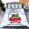 Personalized God knew my heart needed you Couple in Winter Red Truck Christmas Bedding set HTN13OCT22VA1 Bedding Set Humancustom - Unique Personalized Gifts US TWIN