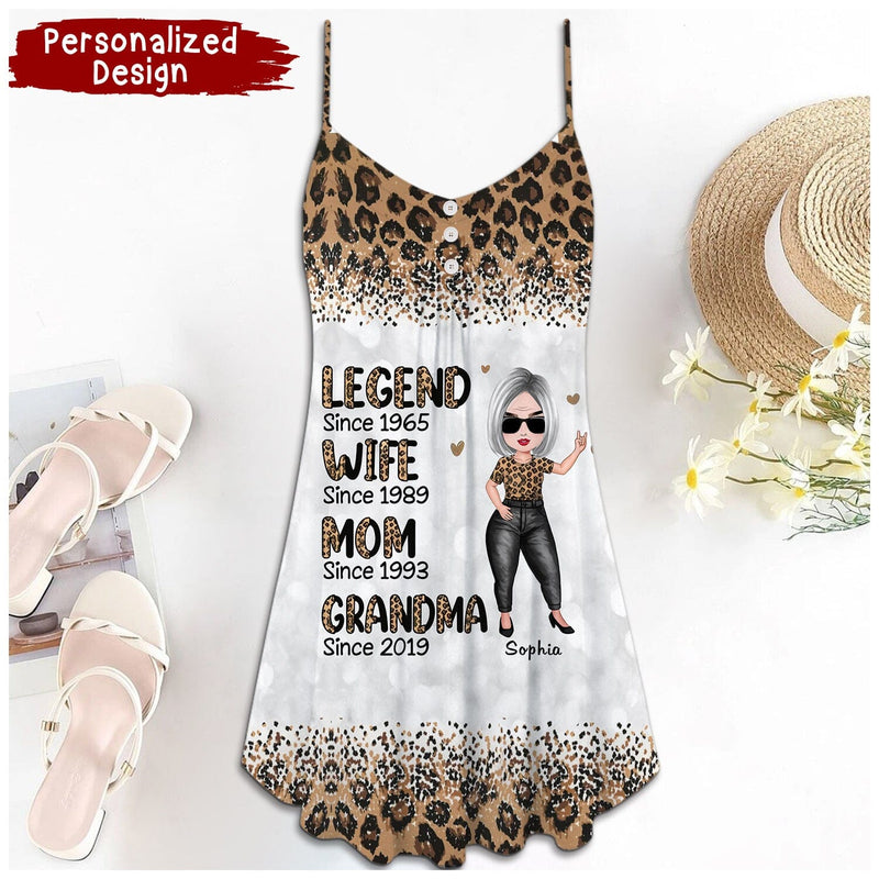 Discover Legend Wife Mom Grandma Leopard Pattern Custom Gift For Grandma Personalized Summer Dress