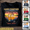 Happy Together Since Romantic Heart Sunset View Custom Gift For Couple Lovers Husband Wife Unisex Tee DHL13JAN22XT1 Black T-shirt Humancustom - Unique Personalized Gifts S Navy