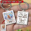 We Still Talk About You Heaven Background Upload Photo Memorial Gift 2-sided Wooden Keychain DHL13APR22TP1 Custom Wooden Keychain - 2 Sided Humancustom - Unique Personalized Gifts 4.5x4.5 cm
