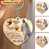 God Has You In His Arms Jesus Cardinal Bird Memorial Gift Personalized Keychain Heart Wooden Keychain DHL08JUL22VN2 Custom Wooden Keychain Humancustom - Unique Personalized Gifts 6.5x6.5 cm
